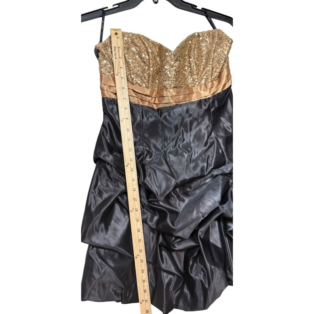 Jessica McClintock for Gunne Sax Black & Gold Sequin Bubble Mini Dress Size 9 - Picture 7 of 7